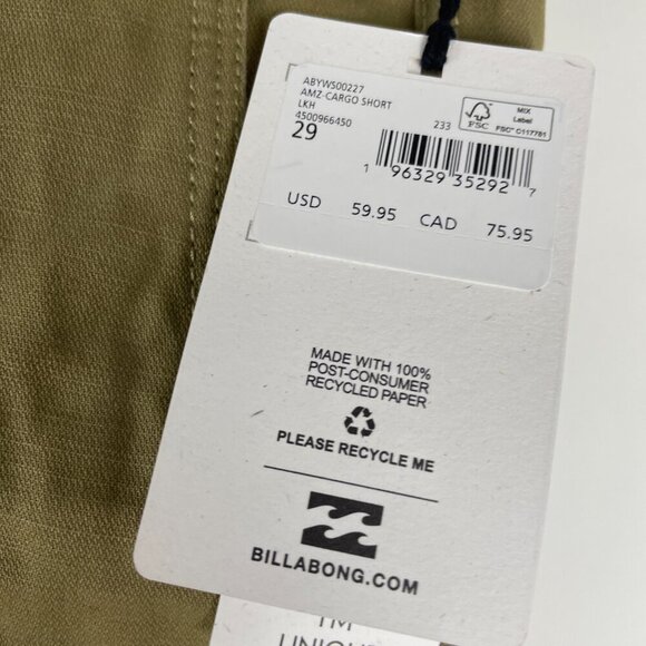 Brand new with tags Men’s billabong cargo shorts khaki 29 - Picture 7 of 9
